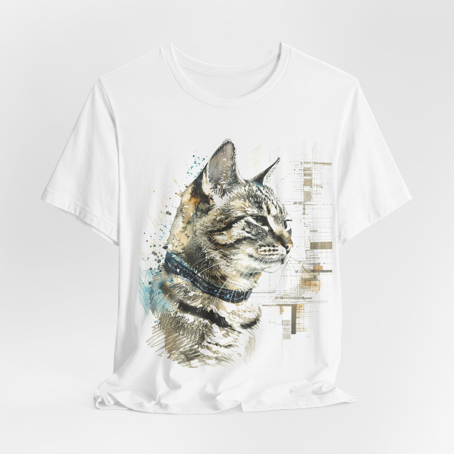 Cat Portrait T-Shirt | Abstract Watercolor Tabby Cat Art Tee | Buy 2 Get 3rd 50% Off