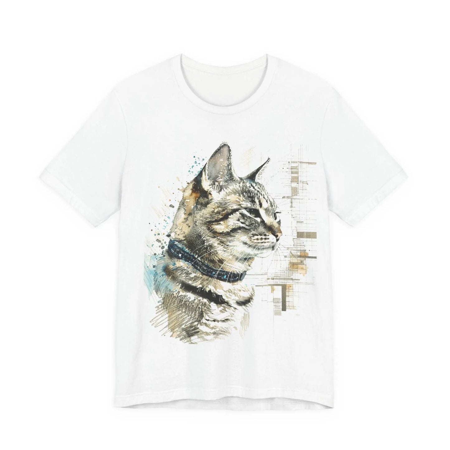 Cat Portrait T-Shirt | Abstract Watercolor Tabby Cat Art Tee | Buy 2 Get 3rd 50% Off