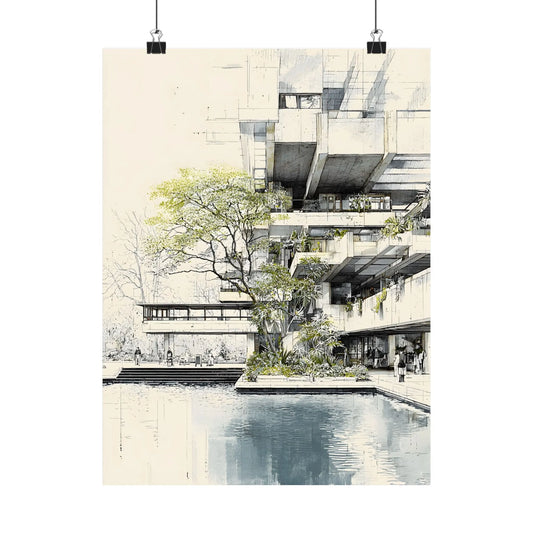 Barbican-Inspired Conservatory Oasis - Brutalist Urban Jungle (Art Print) | Buy 2 Get 3rd 50% Off
