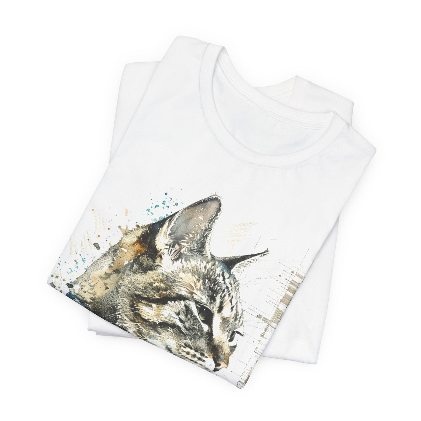 Cat Portrait T-Shirt | Abstract Watercolor Tabby Cat Art Tee | Buy 2 Get 3rd 50% Off
