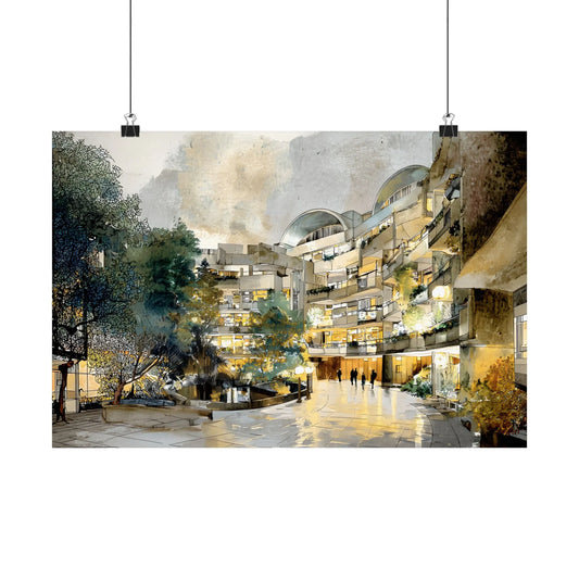 Frobisher Crescent Evening Light - Barbican Framed Poster | Buy 2 Get 3rd 50% Off
