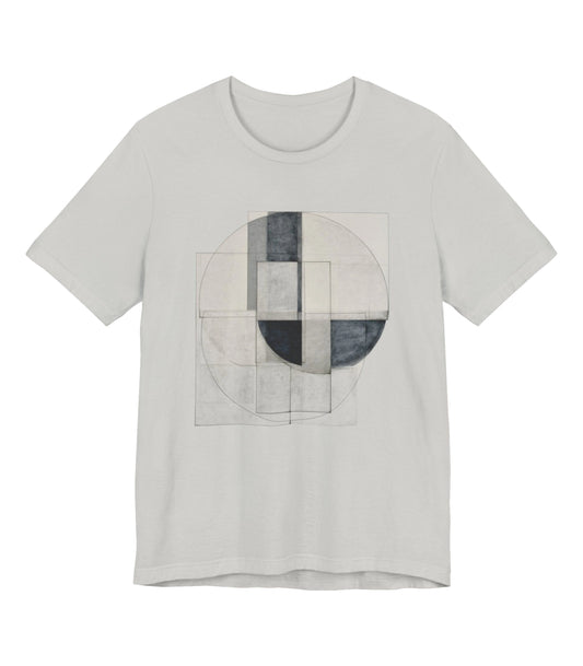 Modern Geometry Tee — Abstract Circle & Rectangle Graphic T-Shirt